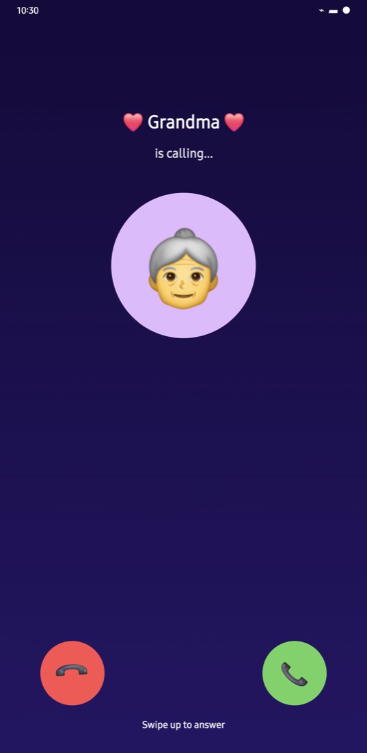 A pretend incoming call from Grandma in Toy Phone
